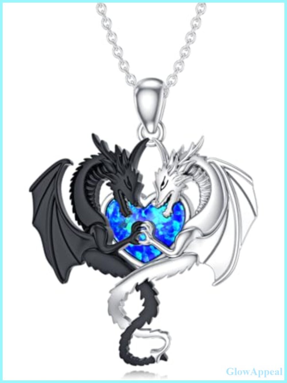 Sterling Silver Opal Dragon Necklace 18 inch Pendant Jewelry